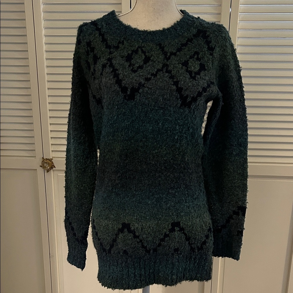 Woolrich Teal and Navy Crew Neck Sweater